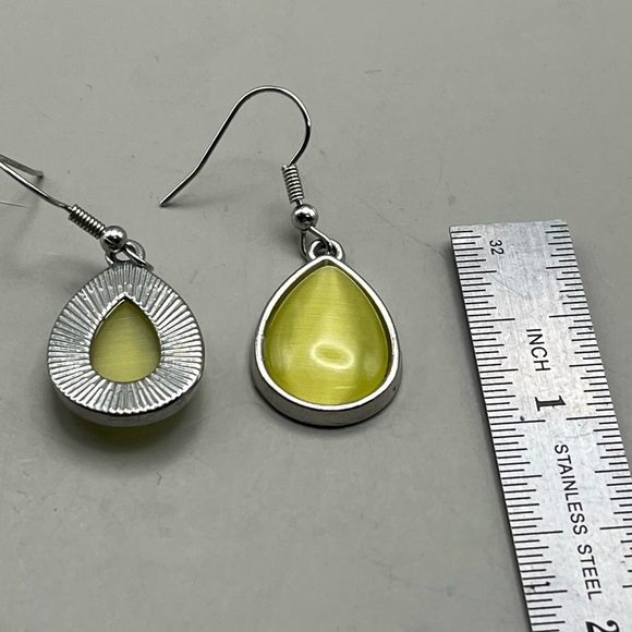 Elegant Silver Tone and Yellow Teardrop Earrings-Luxe Everyday Elegance - Picture 3 of 3